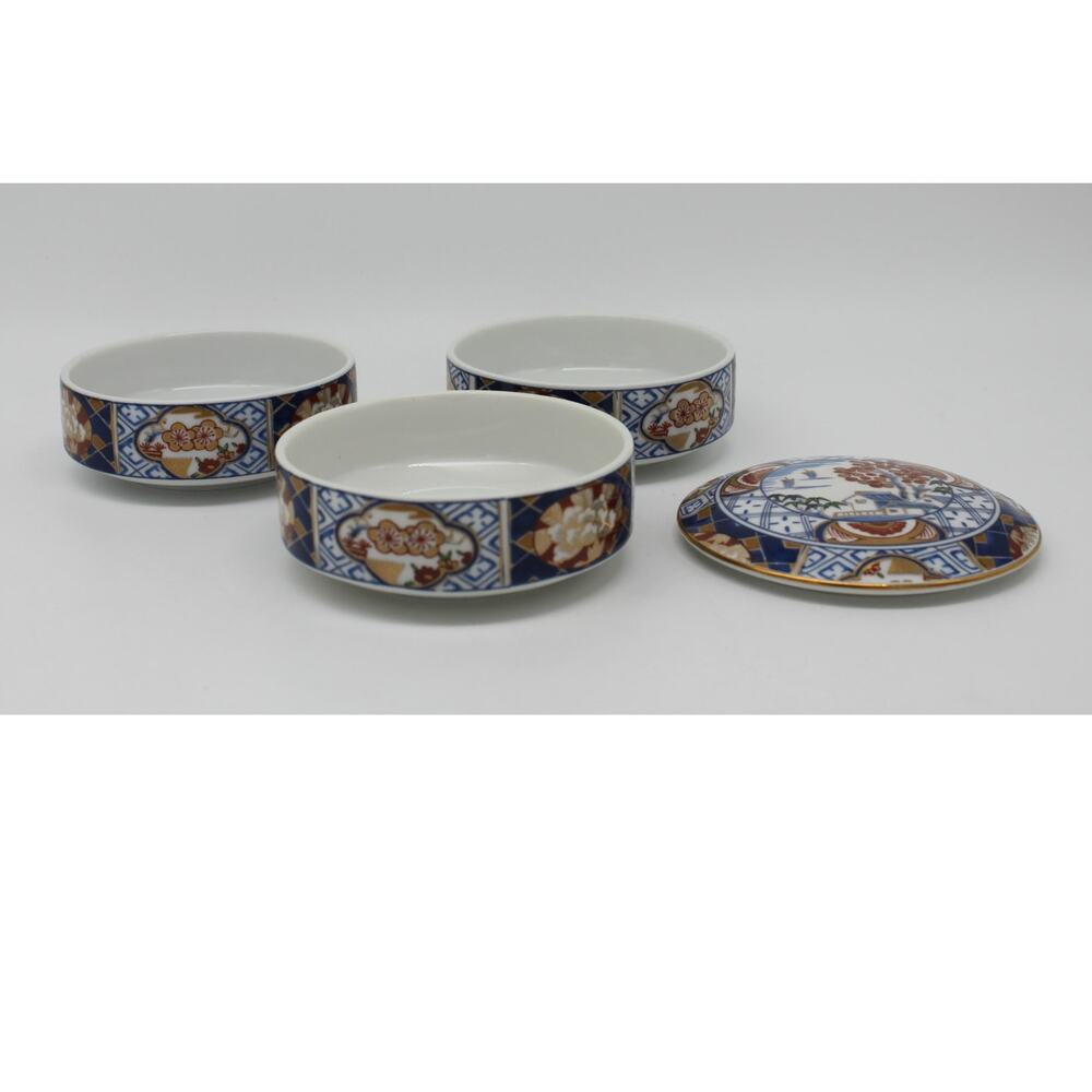 Vtg Otagiri Imari Japan Porcelain 3 Tier Stacking Bowls & Lid *In Original Box* - Picture 6 of 12